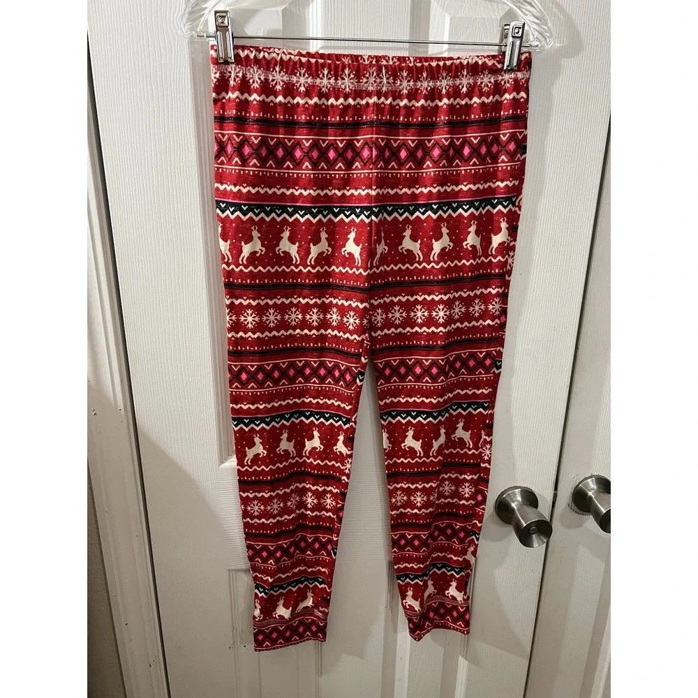 Justice Girls Size 12‎ Reindeer Fair Isle Red 2-Piece Pajamas Sleepwear Set NWOT